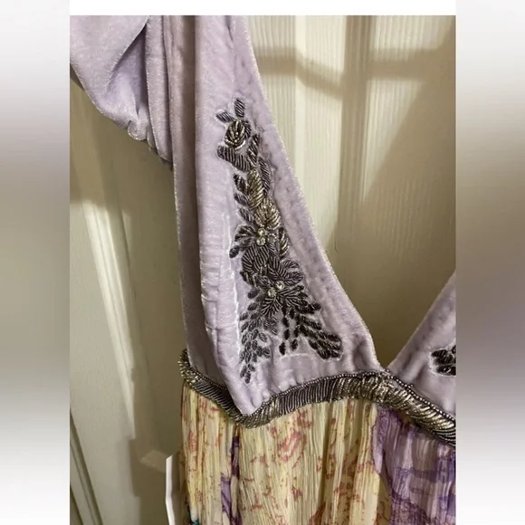 Free People Colette Maxi Dress Size 8 Mauve Fairy Embroidery Floral Skirt Fairy - Picture 7 of 10